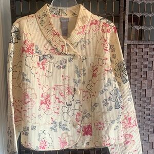 Sigrid Olsen Beige and Pink Floral Top